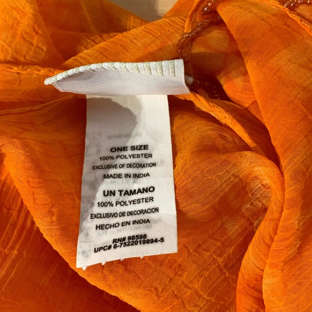 2 beautiful orange scarves‎ bundled. One with beading, then other with sparkle.